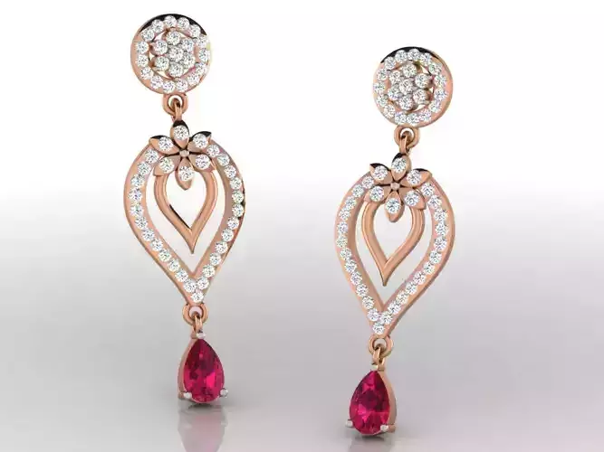 Women drop earrings 3dm render detail