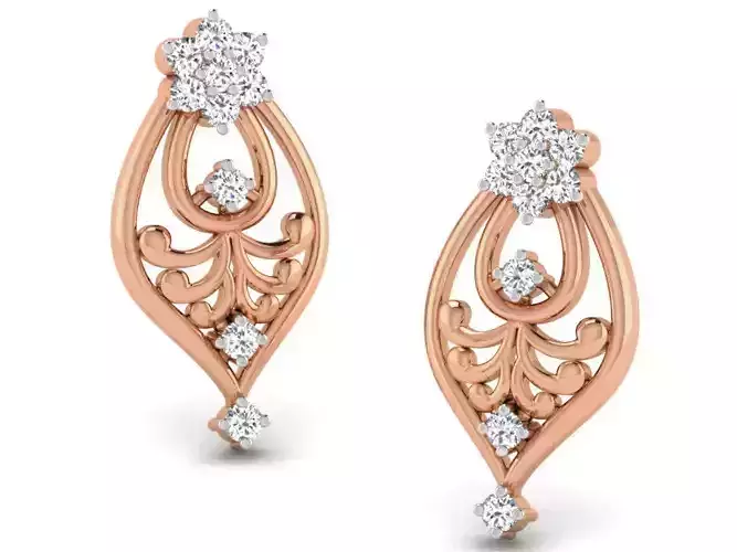 Women studs earrings 3dm render detail