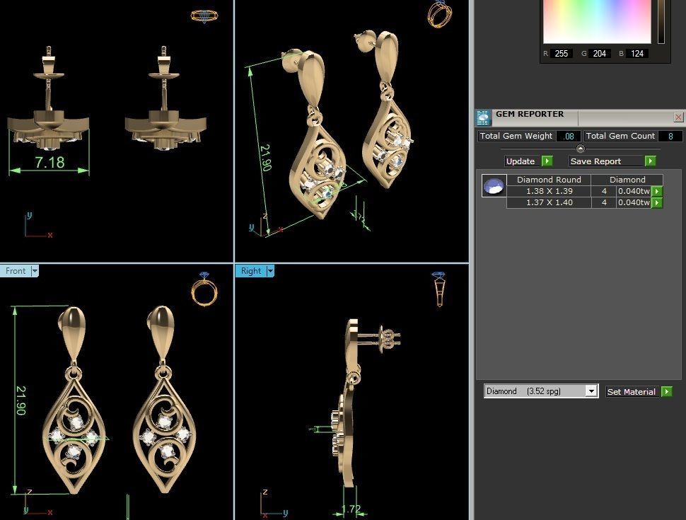 Women drop earrings 3dm render detail 3D print model_4