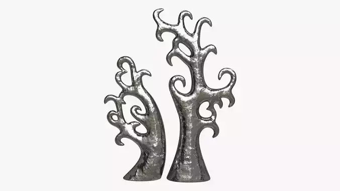 Abstract Tree Ceramic Figurine Set 06 v3