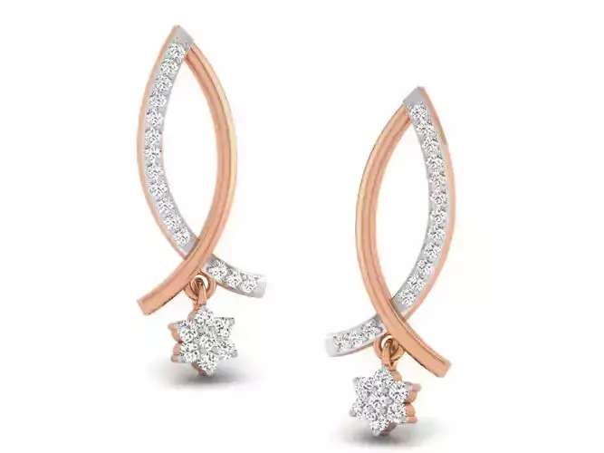 Women drop earrings 3dm render detail