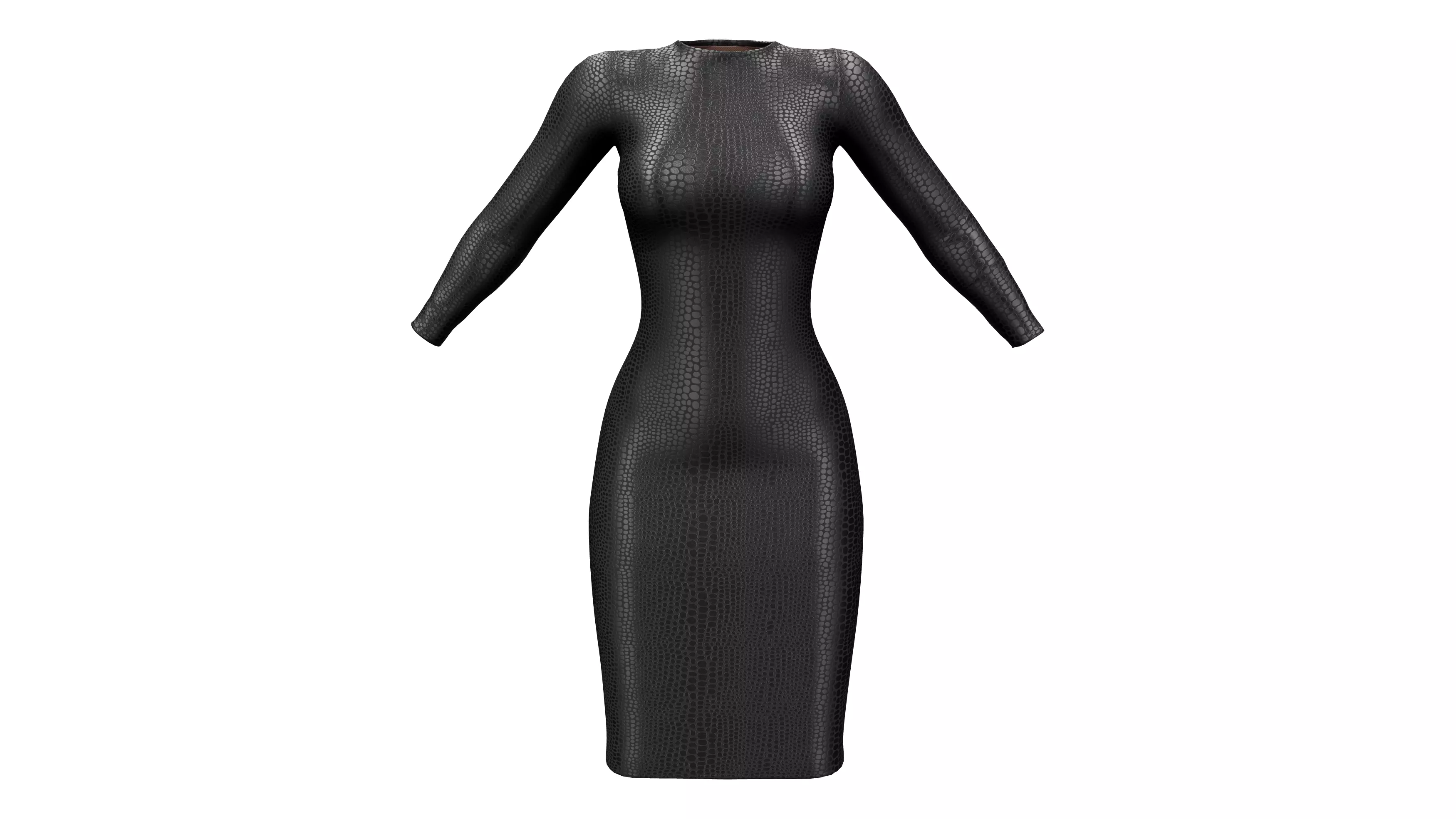 Female SnakeSkin Bodycon Dress Low-poly 3D model_0
