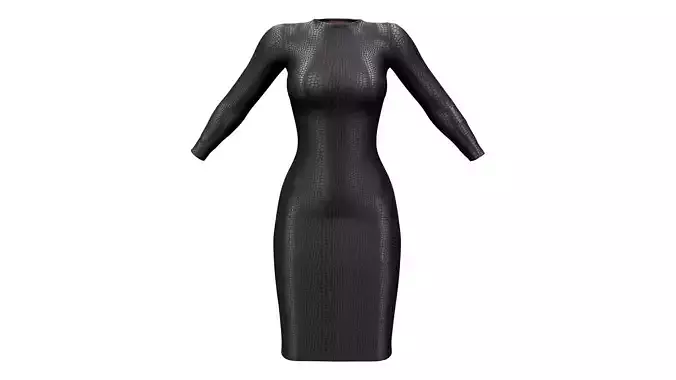 Female SnakeSkin Bodycon Dress Low-poly 3D model Female SnakeSkin Bodycon Dress Low-poly 3D model