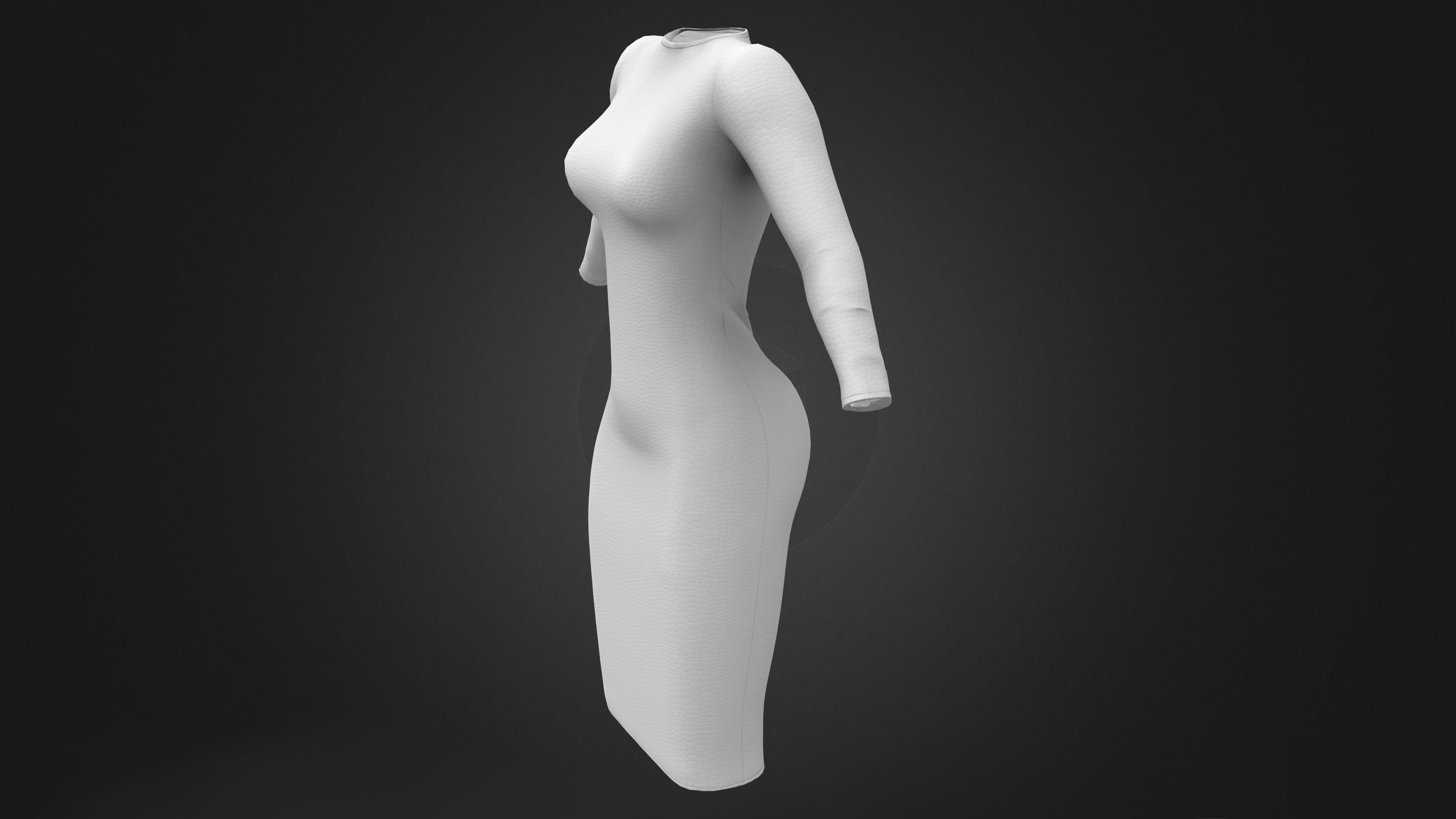 Female SnakeSkin Bodycon Dress Low-poly 3D model_9