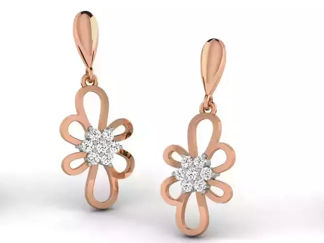 Women drop earrings 3dm render detail