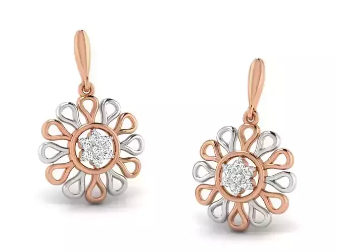 Women drop earrings 3dm render detail