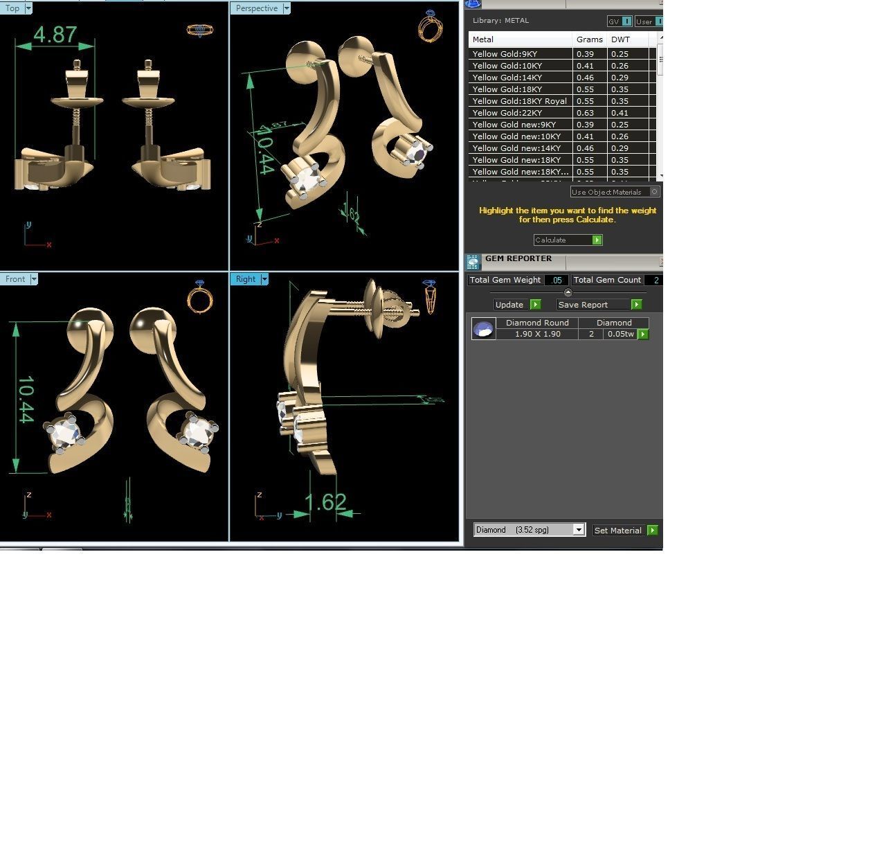 Women studs earrings 3dm render detail 3D print model_1