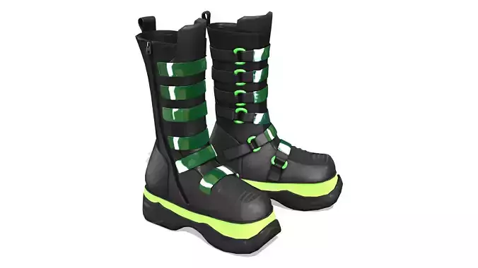 Neon Neptune High Platform Flat Boots Low-poly 3D model