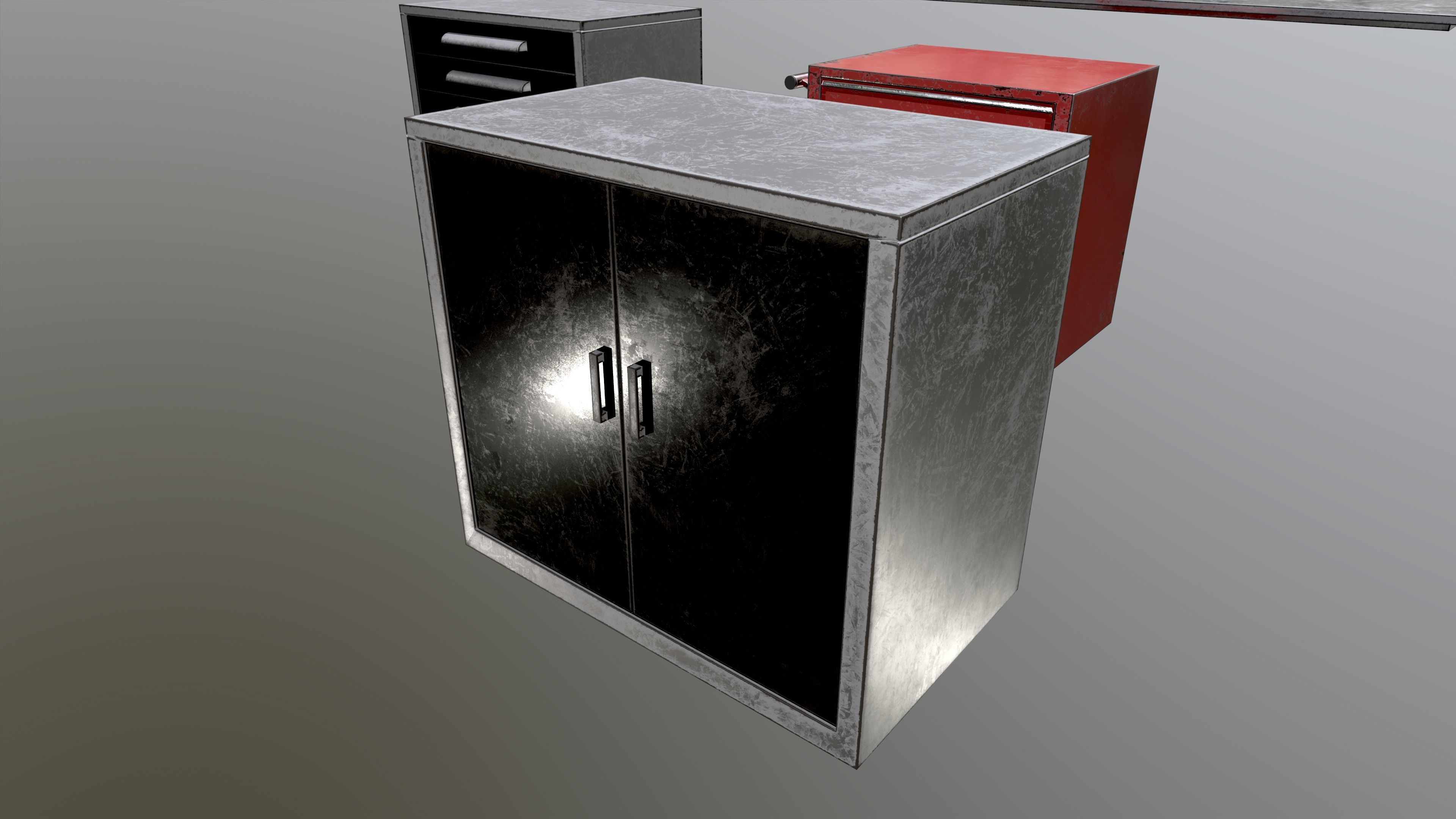 workshop garage cabinets lockers collection game ready  Low-poly 3D model_2