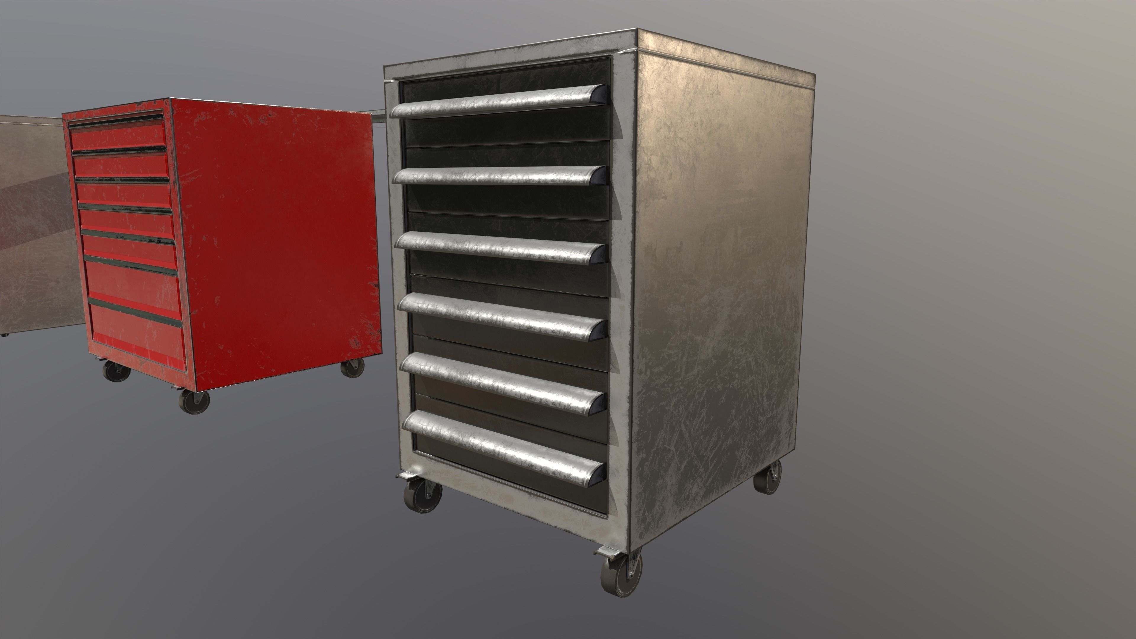 workshop garage cabinets lockers collection game ready  Low-poly 3D model_8