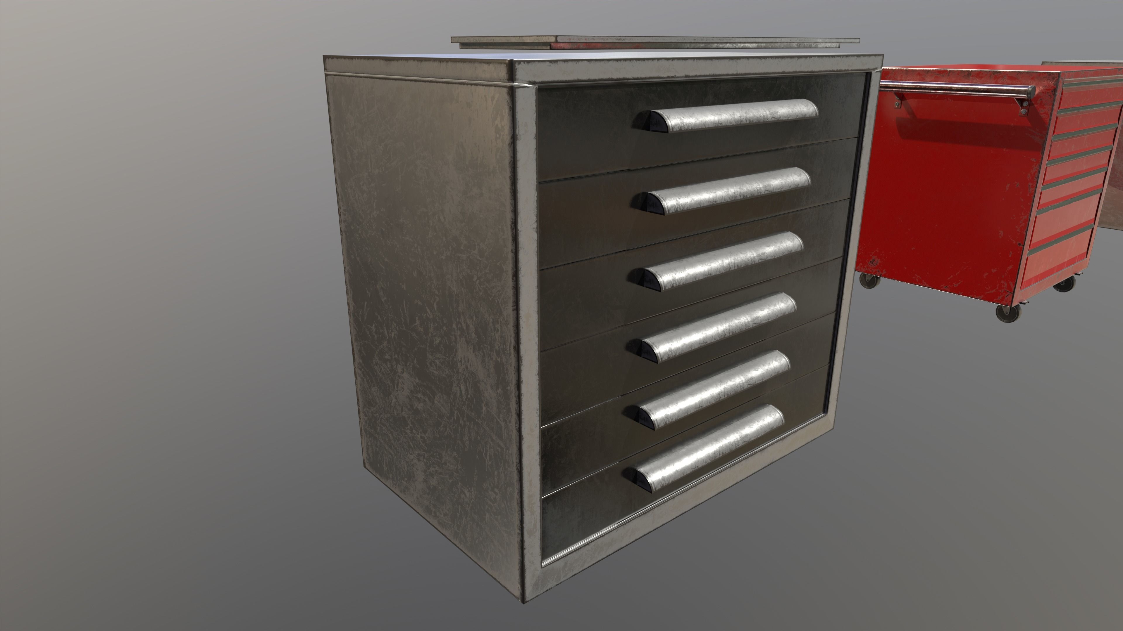 workshop garage cabinets lockers collection game ready  Low-poly 3D model_6