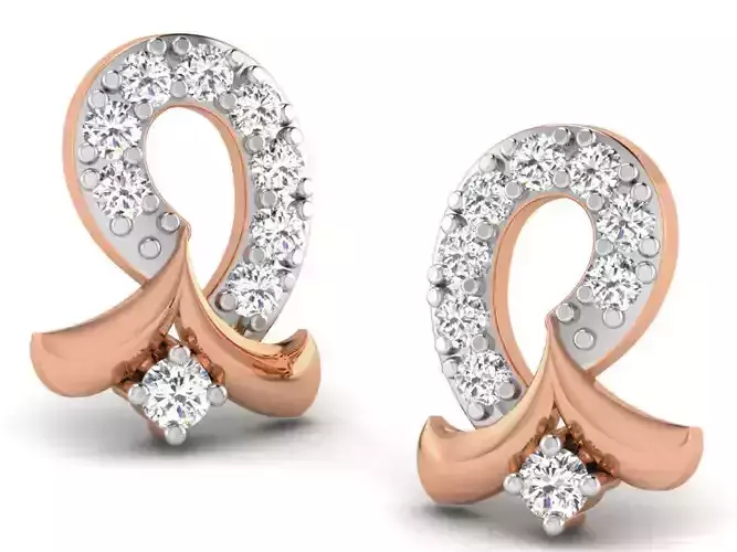 Women studs earrings 3dm render detail