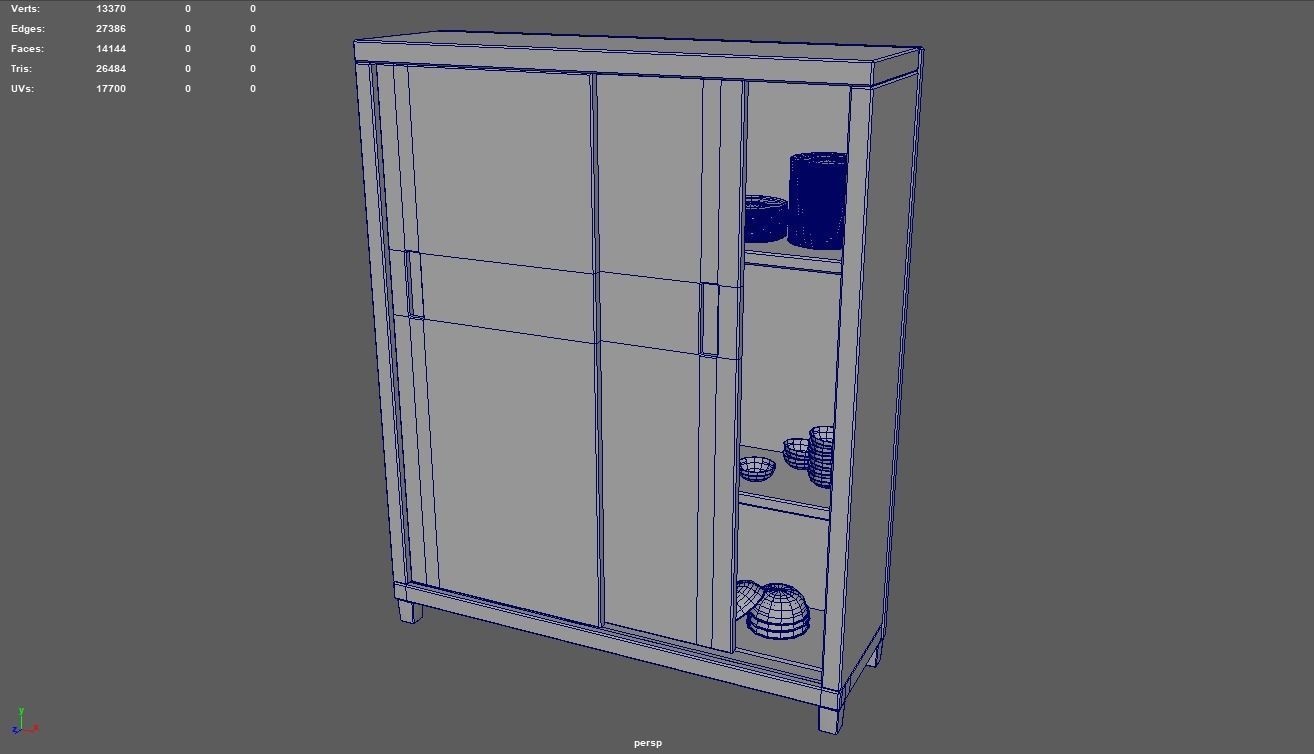 Cookware Kitchen Set sink in metal cabinet Low-poly 3D model_11