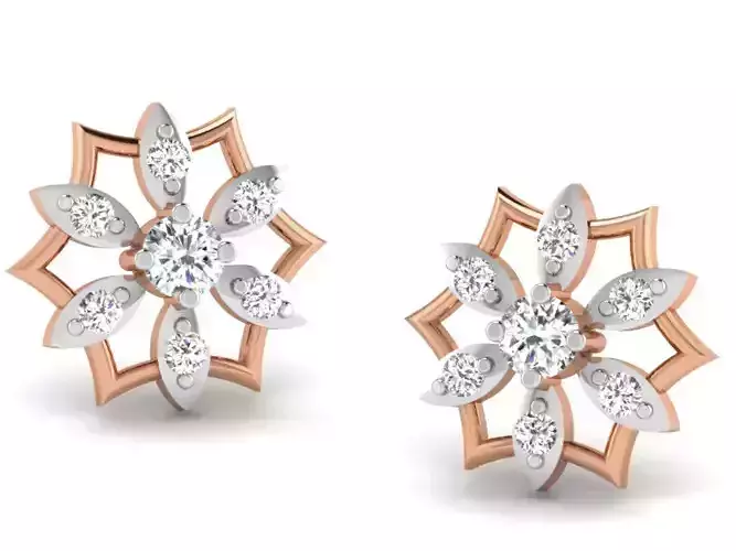 Women studs earrings 3dm render detail