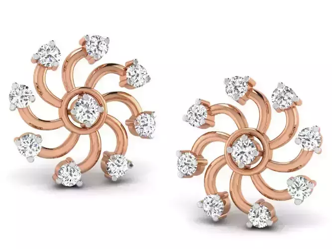 Women studs earrings 3dm render detail