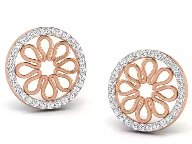 Women studs earrings 3dm render detail