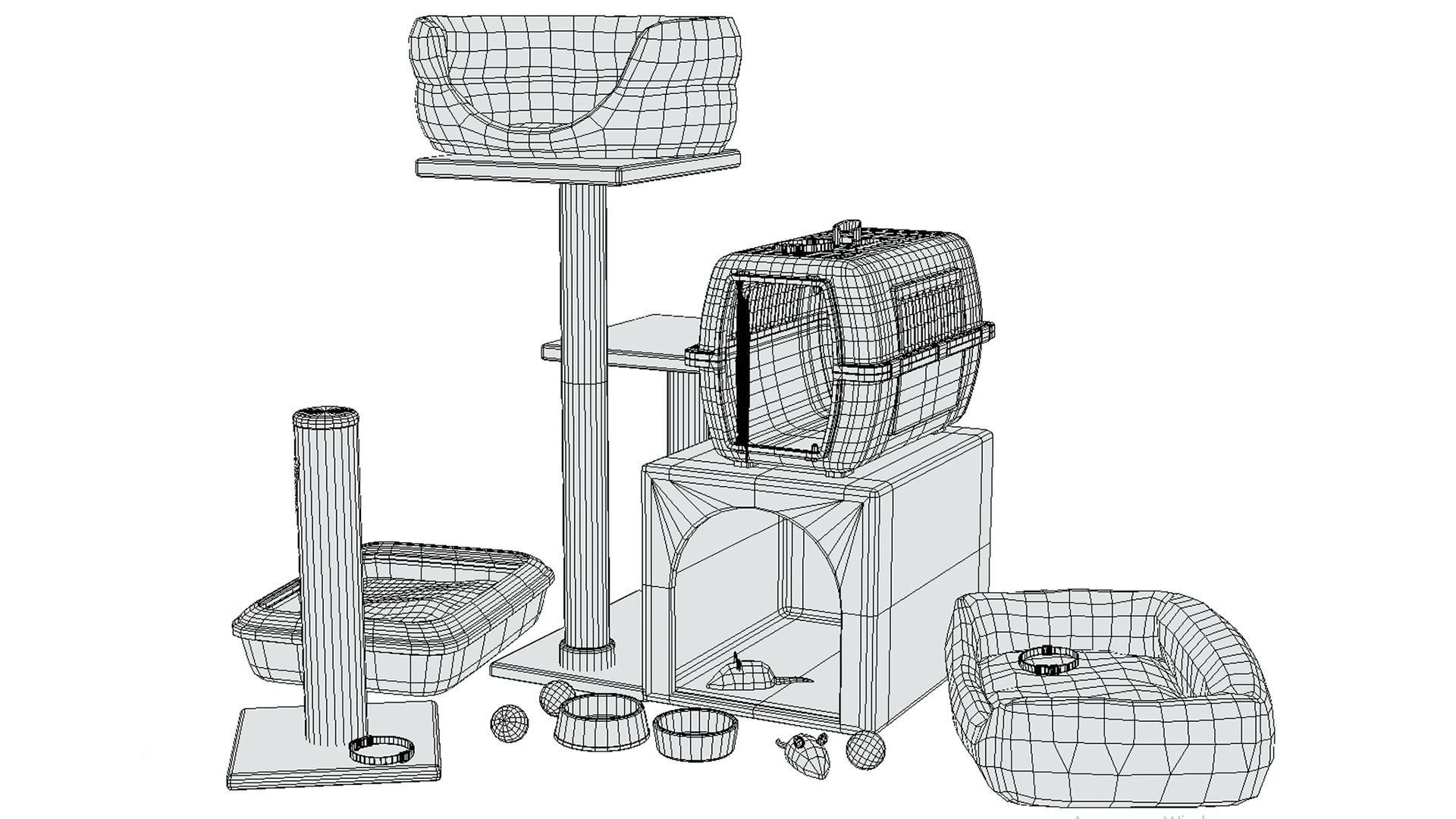 Cats - Simple Low-poly 3D model_23