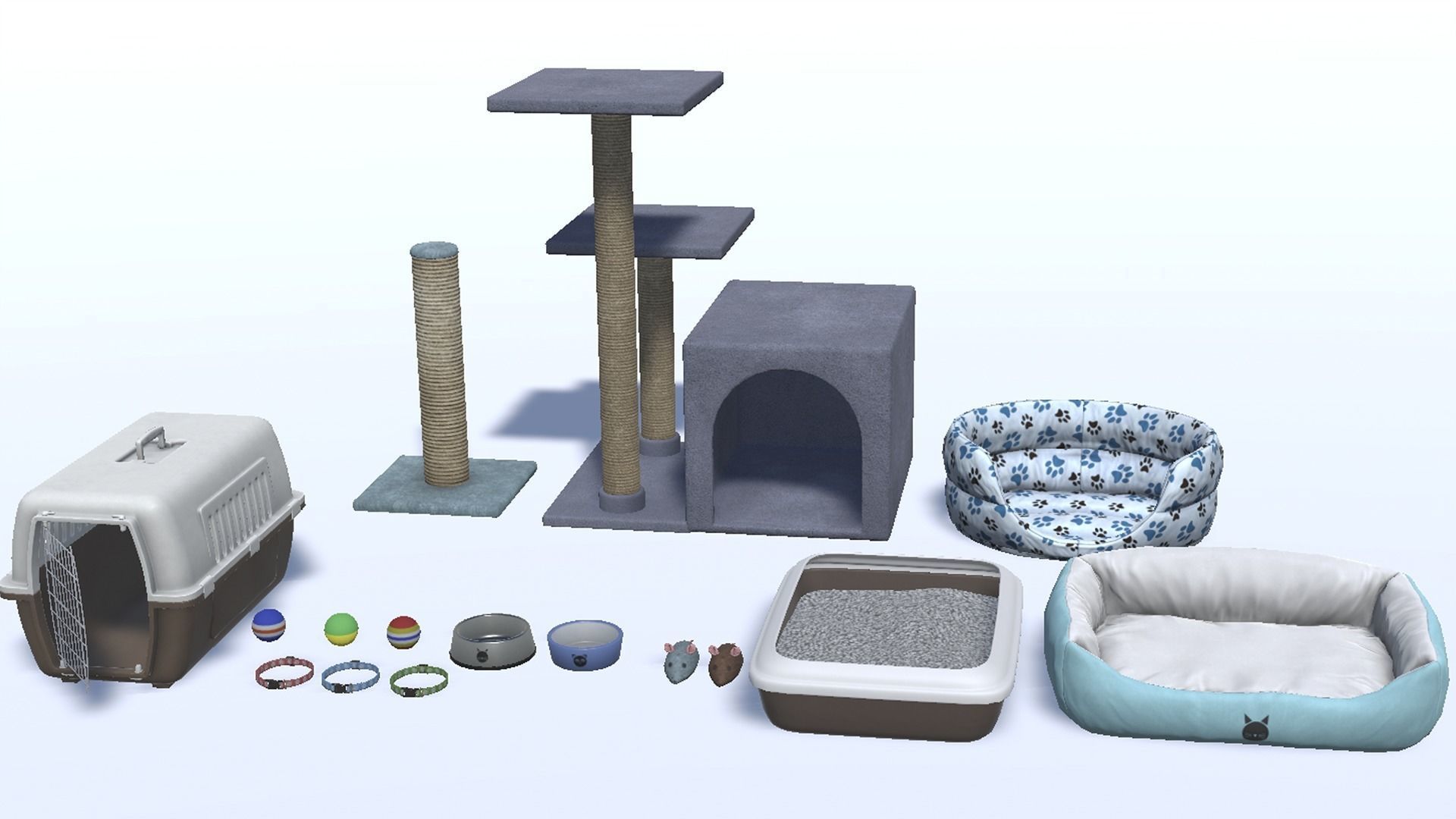 Cats - Simple Low-poly 3D model_3