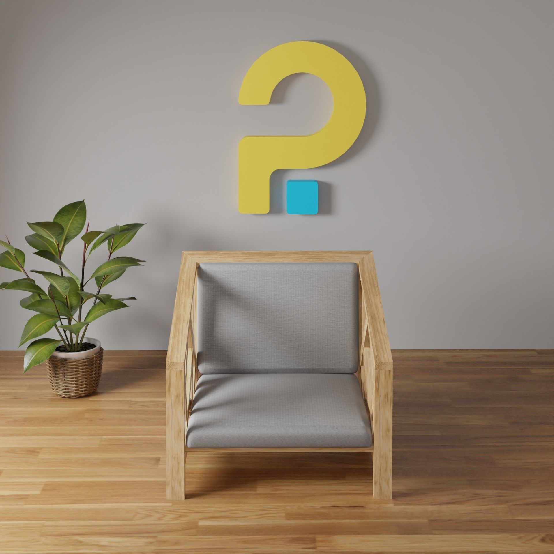 Stylized Wooden Chair Free 3D model_2