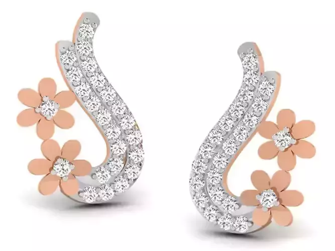 Women studs earrings 3dm render detail