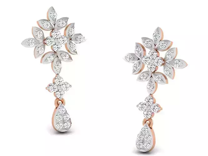 Women drop earrings 3dm render detail