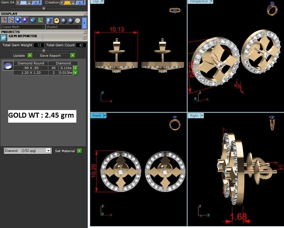 Women studs earrings 3dm render detail 3D print model_1