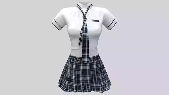 School Girl Uniforms Short Sleeve Shirt Tie with Skirt