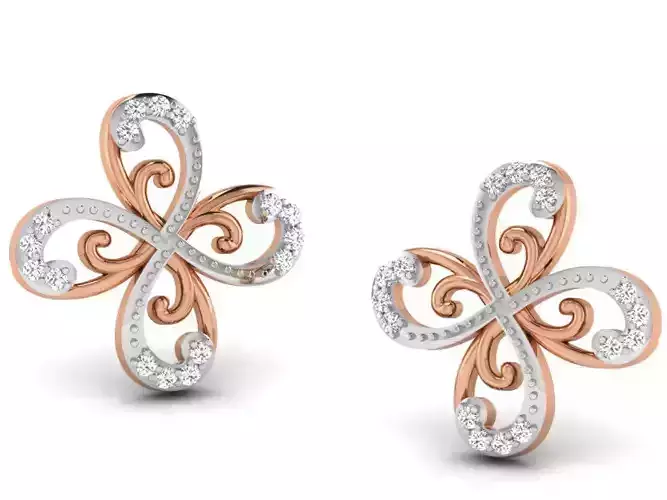 Women studs earrings 3dm render detail