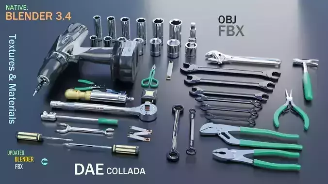 Realistic Hand Tools Pack Low-poly 3D model