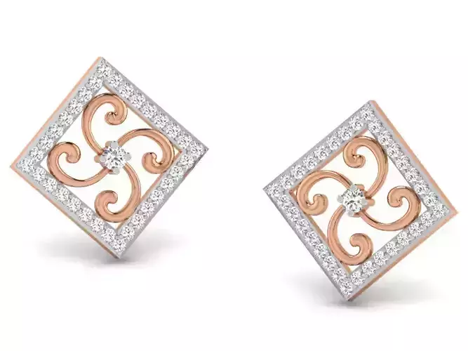 Women studs earrings 3dm render detail