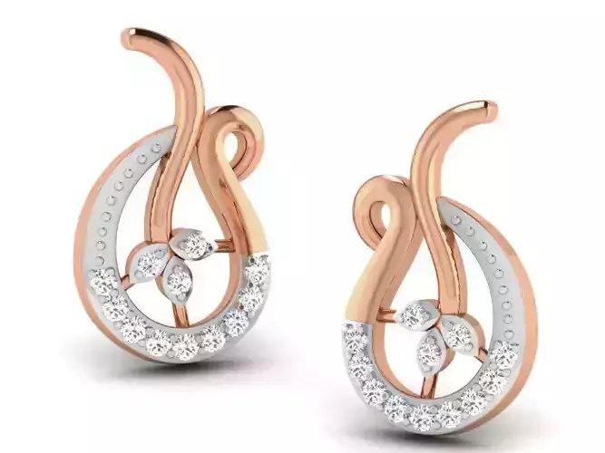 Women studs earrings 3dm render detail