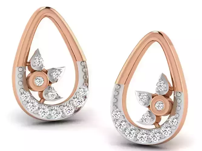 Women studs earrings 3dm render detail