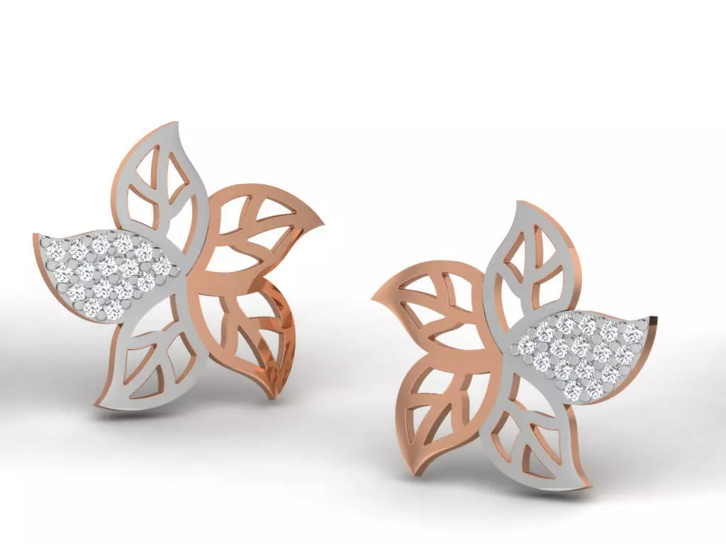 Women flower studs earrings 3dm render detail 3D print model_0