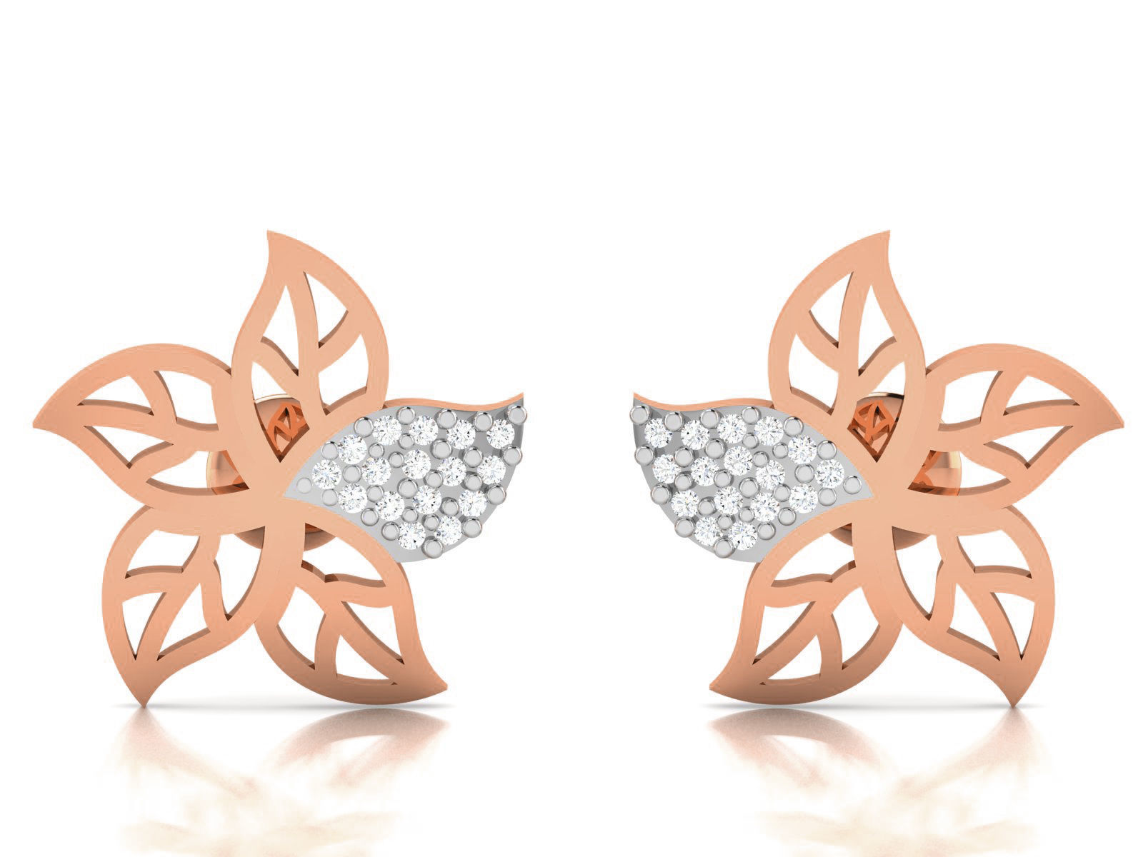 Women flower studs earrings 3dm render detail 3D print model_2