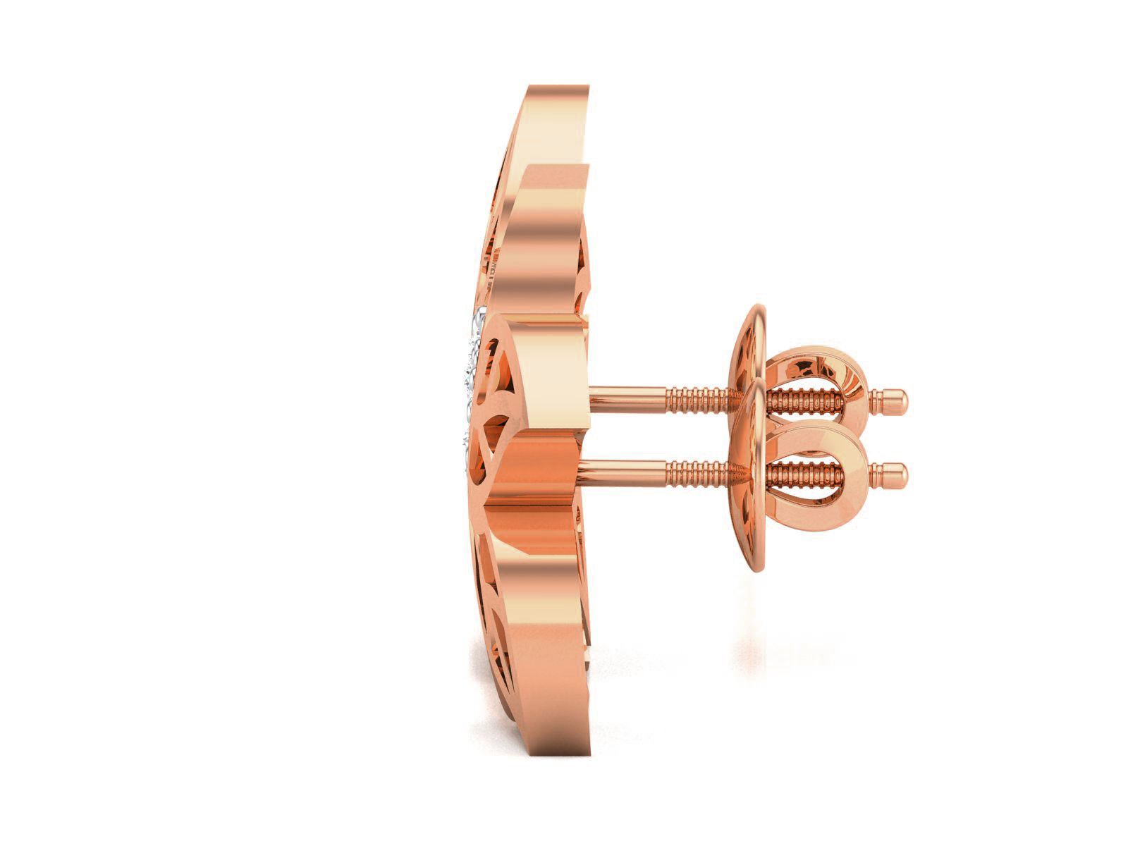 Women flower studs earrings 3dm render detail 3D print model_3