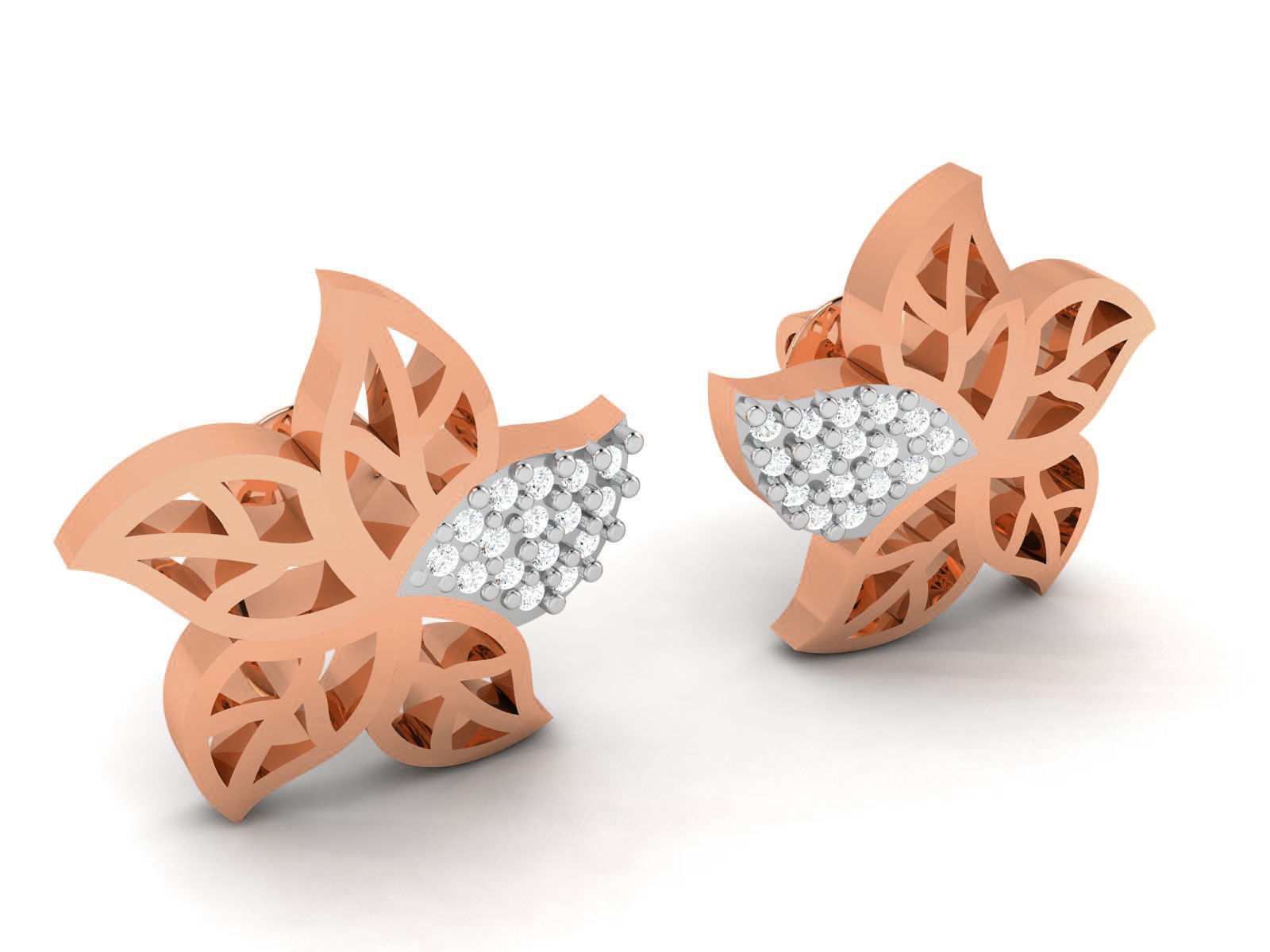 Women flower studs earrings 3dm render detail 3D print model_1