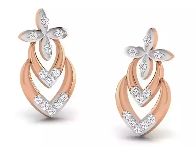 Women studs earrings 3dm render detail