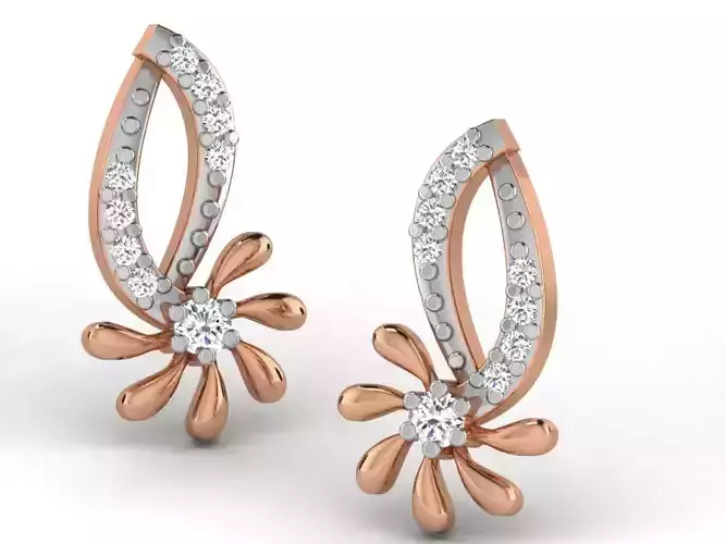 Women studs earrings 3dm render detail