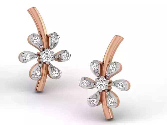 Women studs earrings 3dm render detail