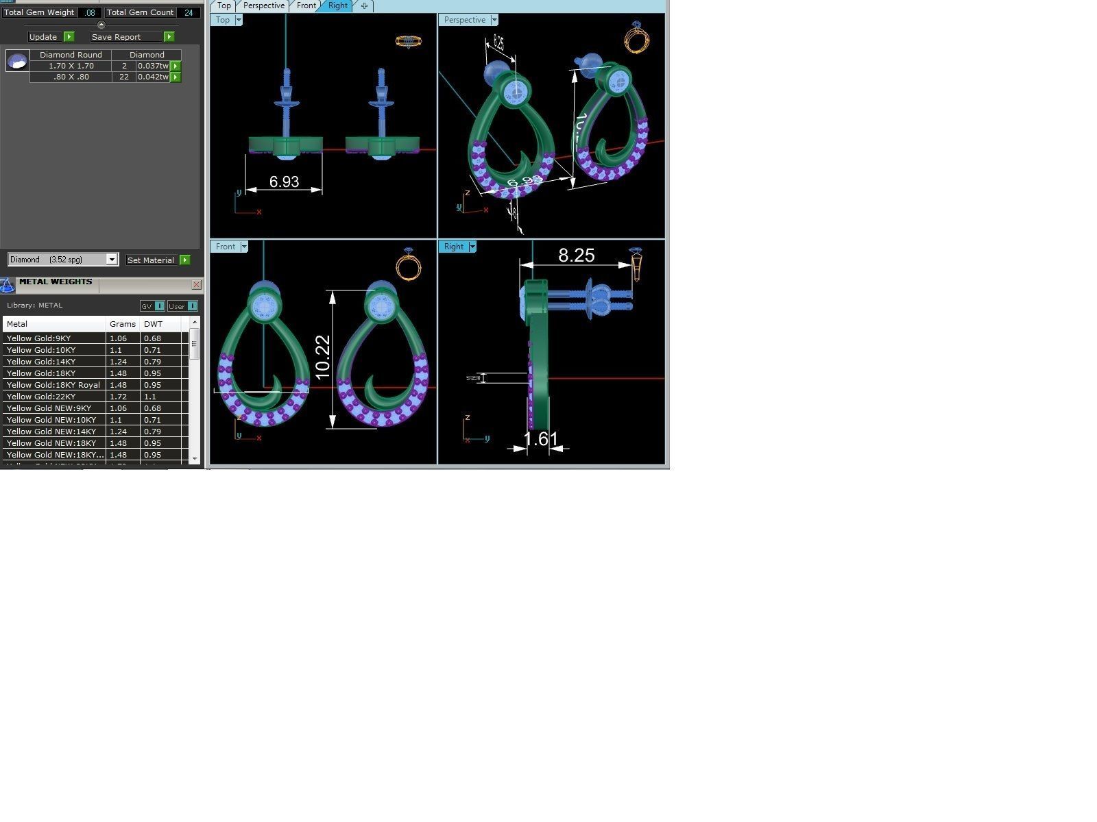 Women studs earrings 3dm render detail 3D print model_2