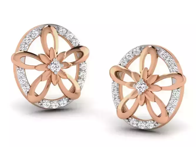 Women studs earrings 3dm render detail