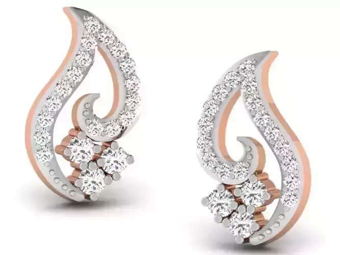 Women studs earrings 3dm render detail