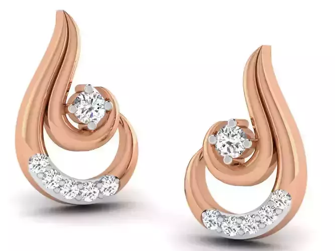 Women studs earrings 3dm render detail