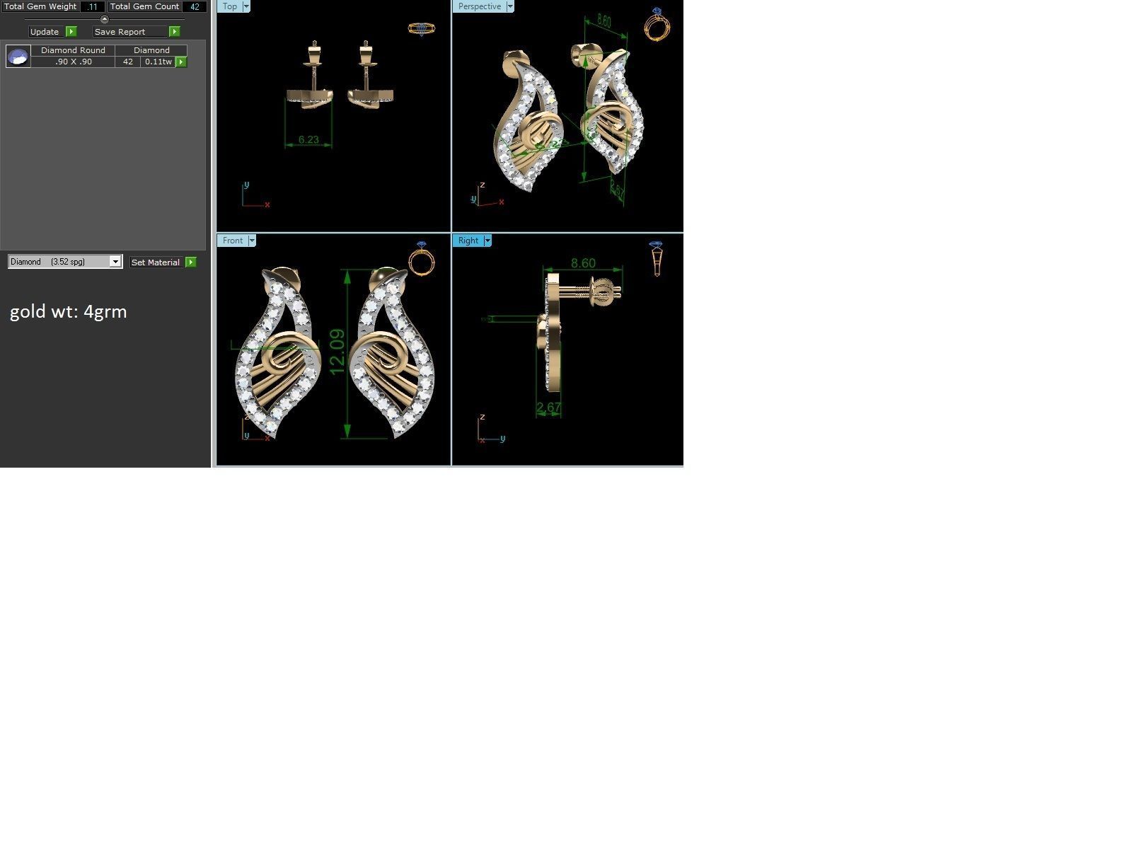 Women studs earrings 3dm render detail 3D print model_1