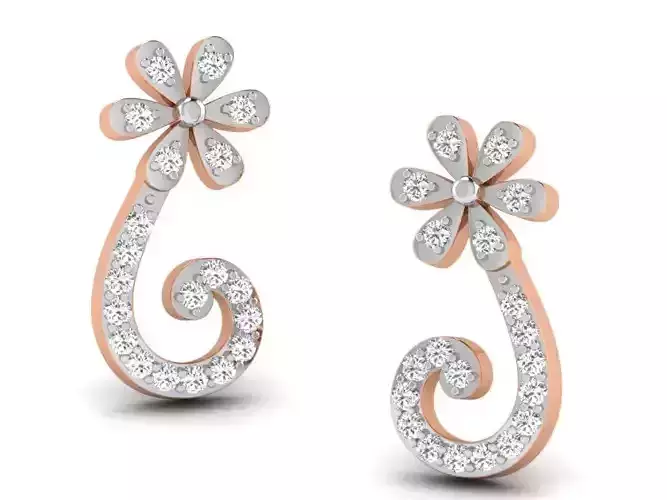 Women studs earrings 3dm render detail