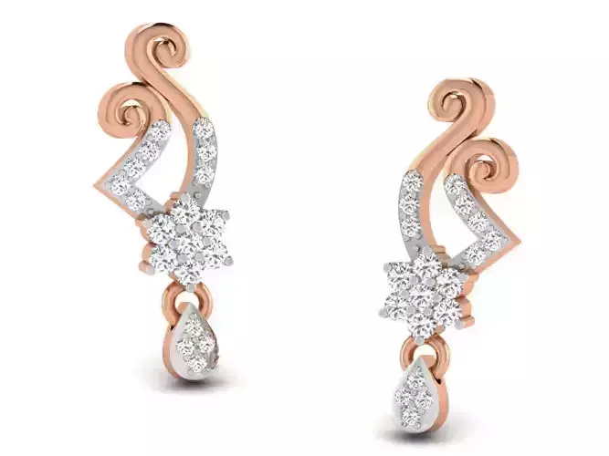 Women studs earrings 3dm render detail