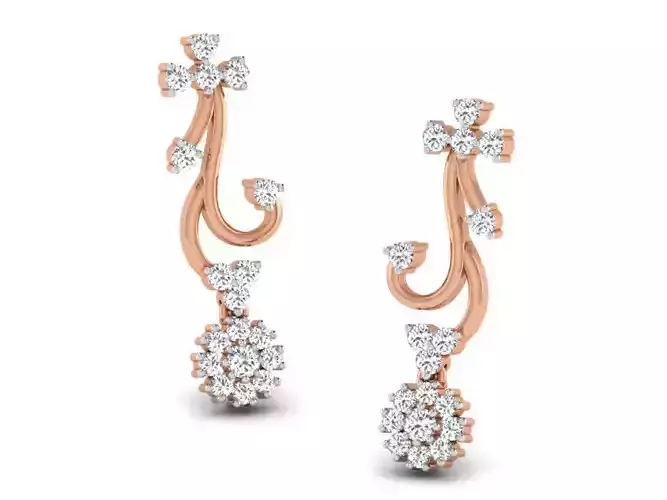 Women drop earrings 3dm render detail