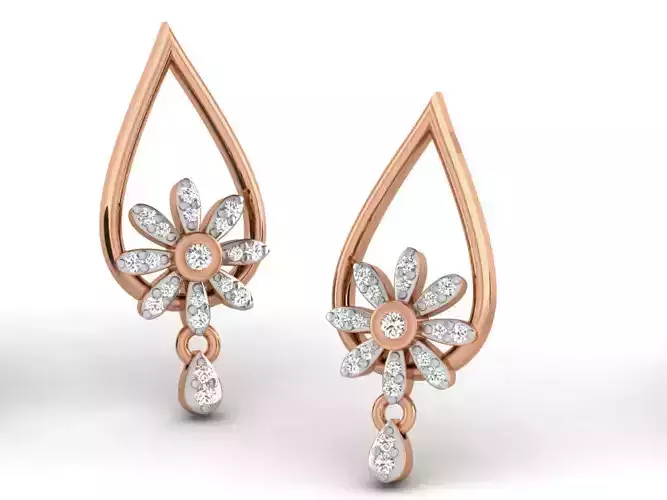 Women studs earrings 3dm render detail