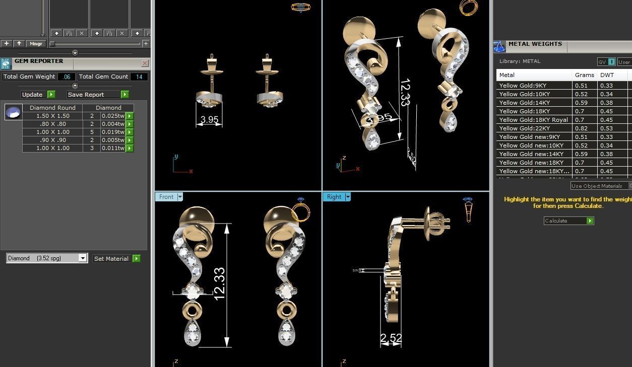 Women drop earrings 3dm render detail 3D print model_4