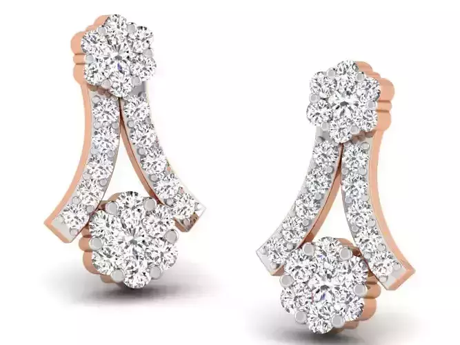 Women studs earrings 3dm render detail